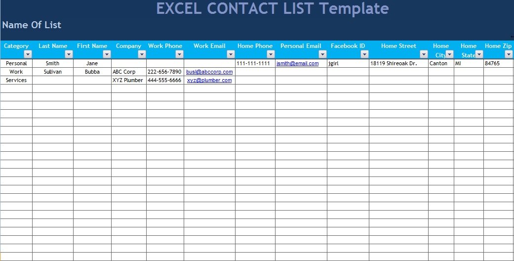 Excel Mailing List Template Free