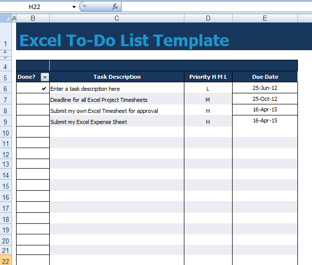 Get To Do List Template Excel xls Microsoft Excel Templates