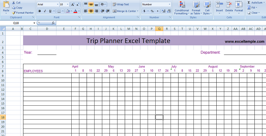 Trip Planner Excel Template Microsoft Excel Templates