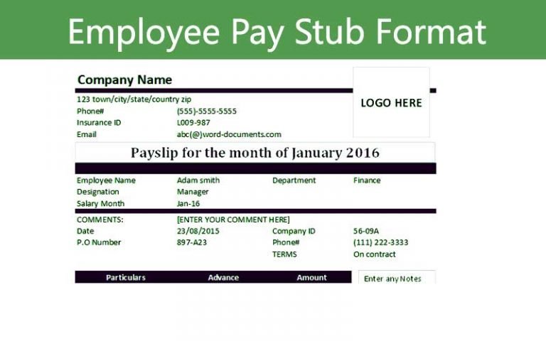 Free Employee Pay Stub Excel Template Exceltemple
