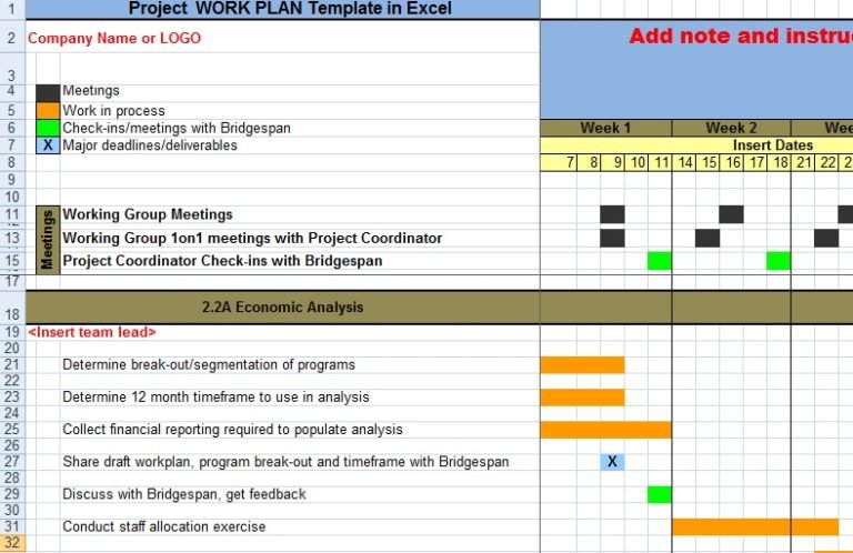 Project Work Plan Template in Excel XLS - Microsoft Excel Templates