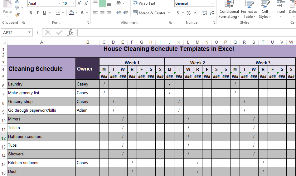 Excel Cleaning Rota Template | Free Samples , Examples & Format Resume